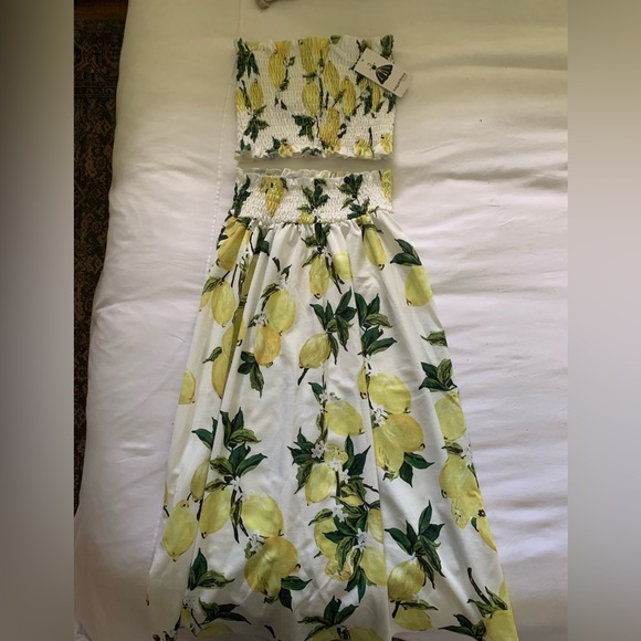 Angashion Women's Floral Crop Top Maxi Skirts Set 2 Piece Outfit Dres - Picture 2 of 2